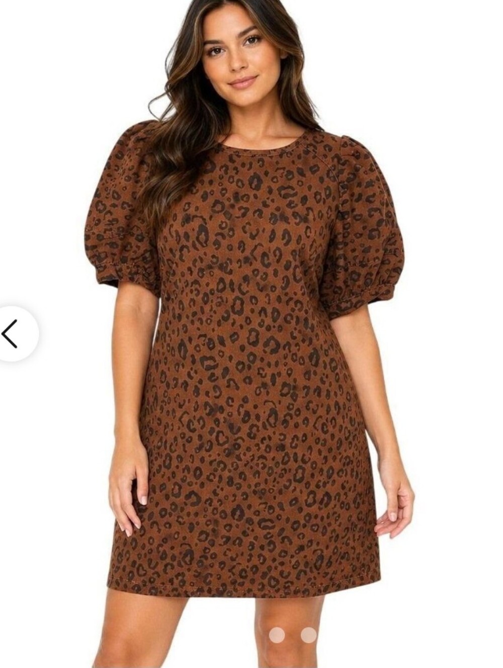 Universal Thread Brown Leopard Print Puff Sleeve Mini Dress